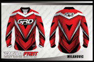 Desain Jersey Sepeda MTB Code Milanovic Warna Merah Hitam